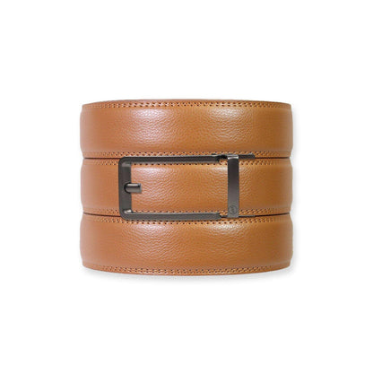 Tough Apparel Tough Apparel - British Tan Leather Ratchet Belt & Buckle Set: Brushed Gold