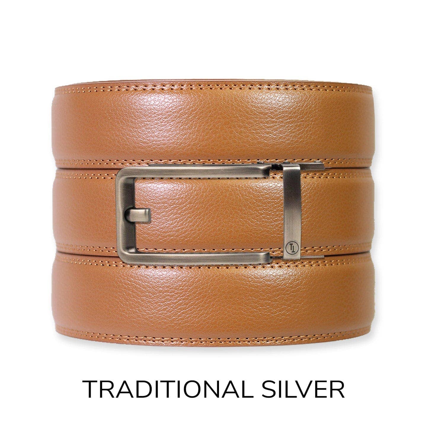 Tough Apparel Tough Apparel - British Tan Leather Ratchet Belt & Buckle Set: Brushed Gold