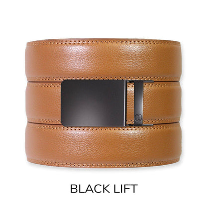 Tough Apparel Tough Apparel - British Tan Leather Ratchet Belt & Buckle Set: Brushed Gold