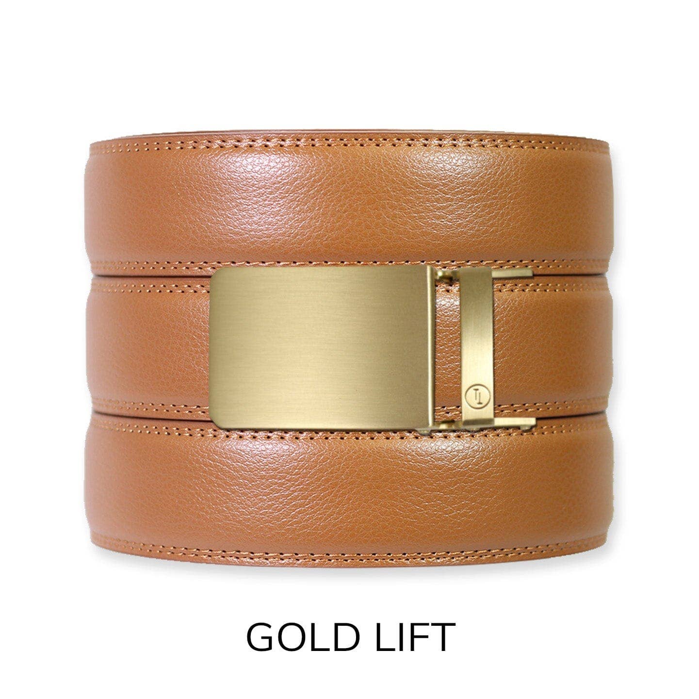 Tough Apparel Tough Apparel - British Tan Leather Ratchet Belt & Buckle Set: Brushed Gold