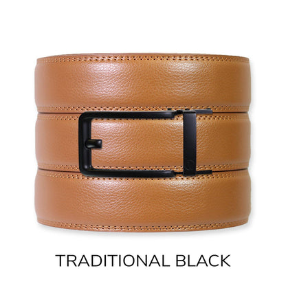 Tough Apparel Tough Apparel - British Tan Leather Ratchet Belt & Buckle Set: Traditional Copper