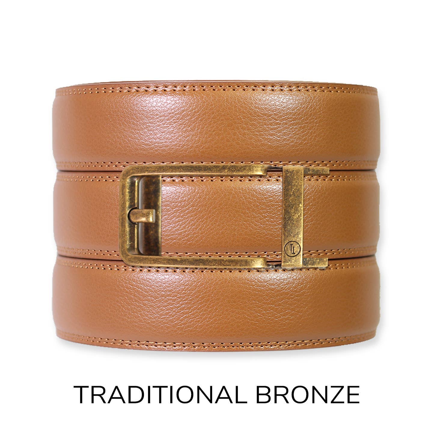 Tough Apparel Tough Apparel - British Tan Leather Ratchet Belt & Buckle Set: Traditional Copper