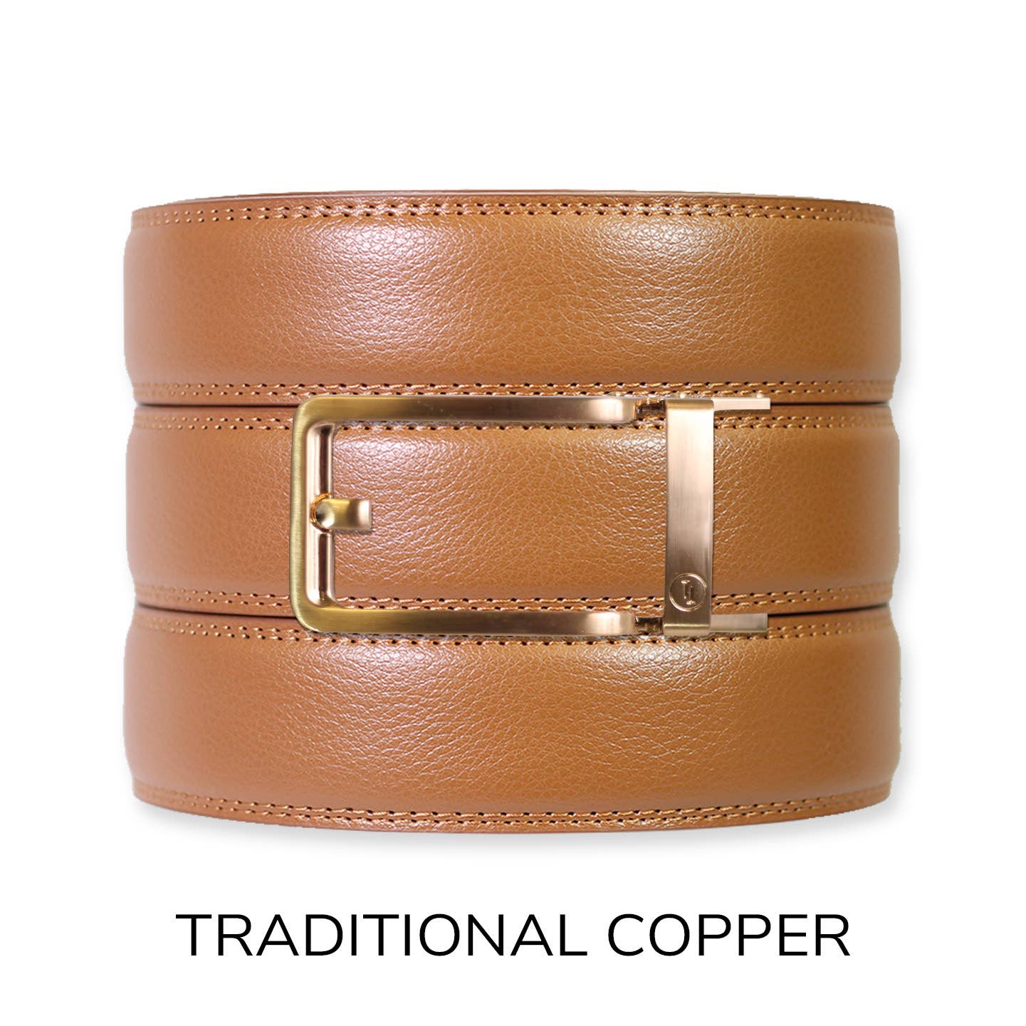 Tough Apparel Tough Apparel - British Tan Leather Ratchet Belt & Buckle Set: Traditional Copper