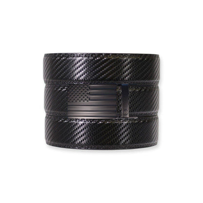 Tough Apparel Tough Apparel - Carbon Black Leather Ratchet Belt & Buckle Set: American Flag - Gun Metal