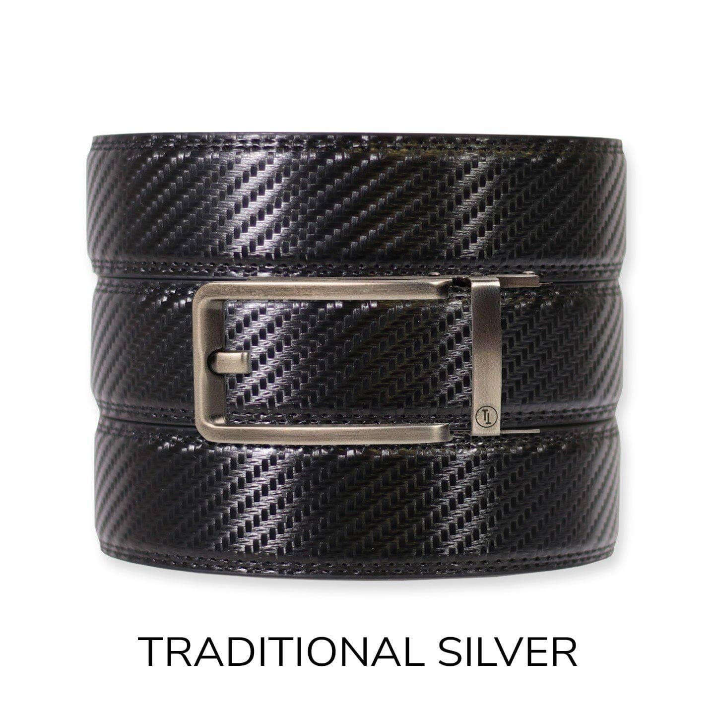 Tough Apparel Tough Apparel - Carbon Black Leather Ratchet Belt & Buckle Set: American Flag - Gun Metal