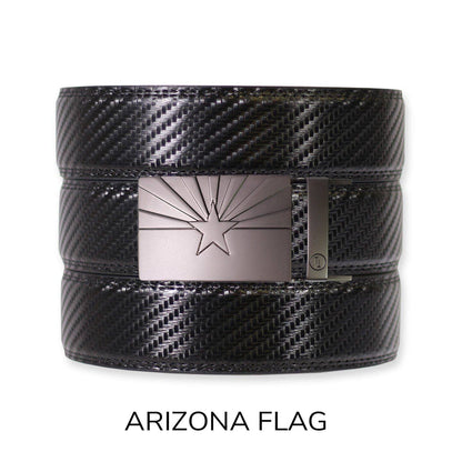 Tough Apparel Tough Apparel - Carbon Black Leather Ratchet Belt & Buckle Set: American Flag - Gun Metal