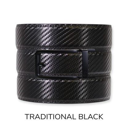 Tough Apparel Tough Apparel - Carbon Black Leather Ratchet Belt & Buckle Set: Black