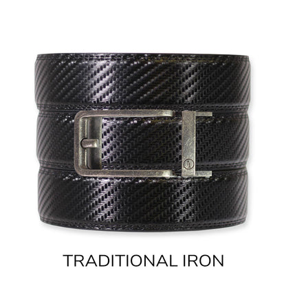 Tough Apparel Tough Apparel - Carbon Black Leather Ratchet Belt & Buckle Set: Black