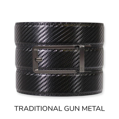 Tough Apparel Tough Apparel - Carbon Black Leather Ratchet Belt & Buckle Set: Black