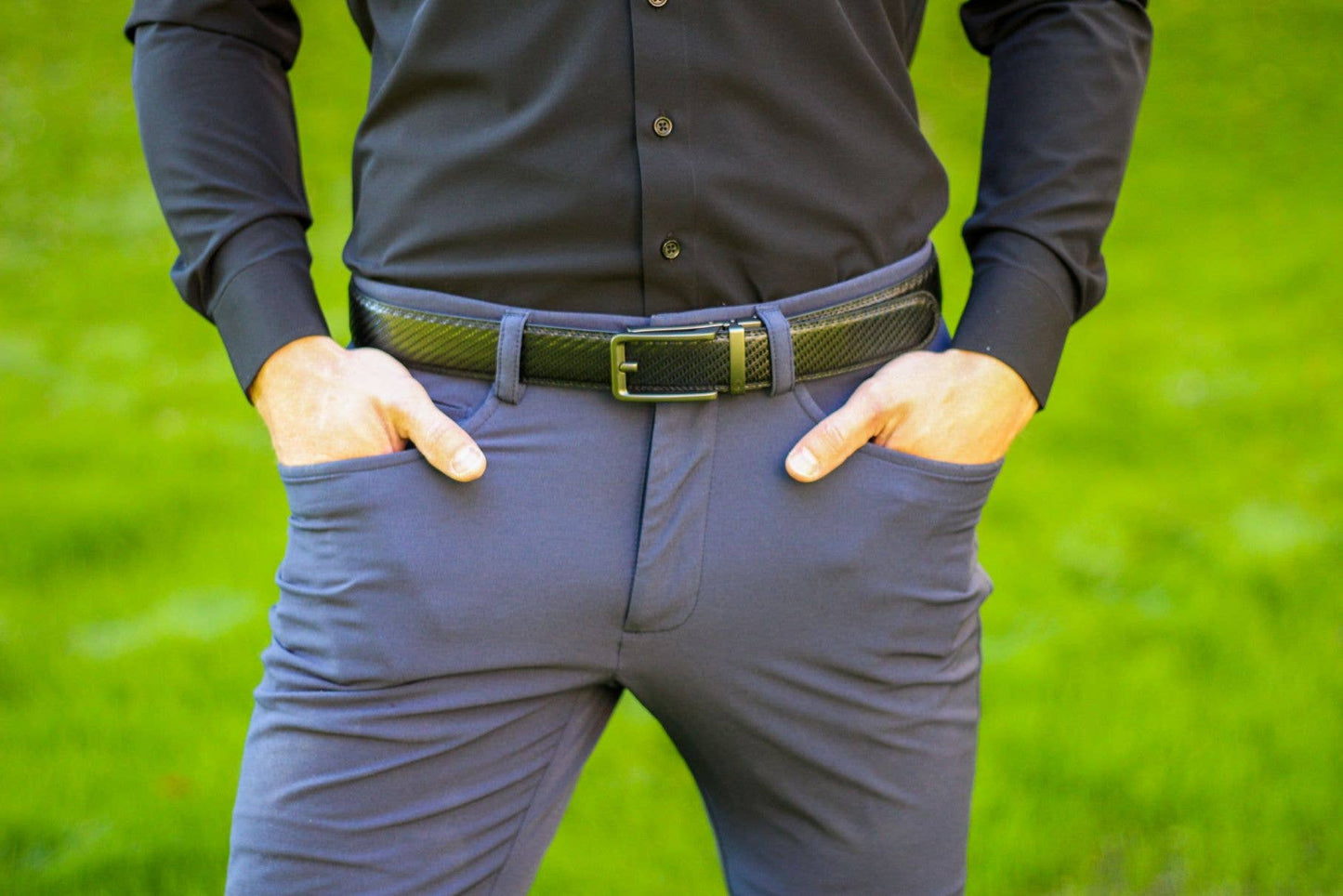 Tough Apparel Tough Apparel - Carbon Black Leather Ratchet Belt & Buckle Set: Black