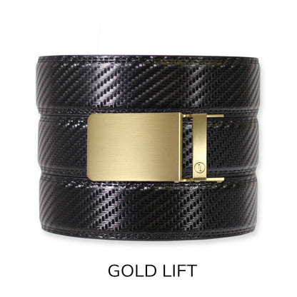 Tough Apparel Tough Apparel - Carbon Black Leather Ratchet Belt & Buckle Set: Black