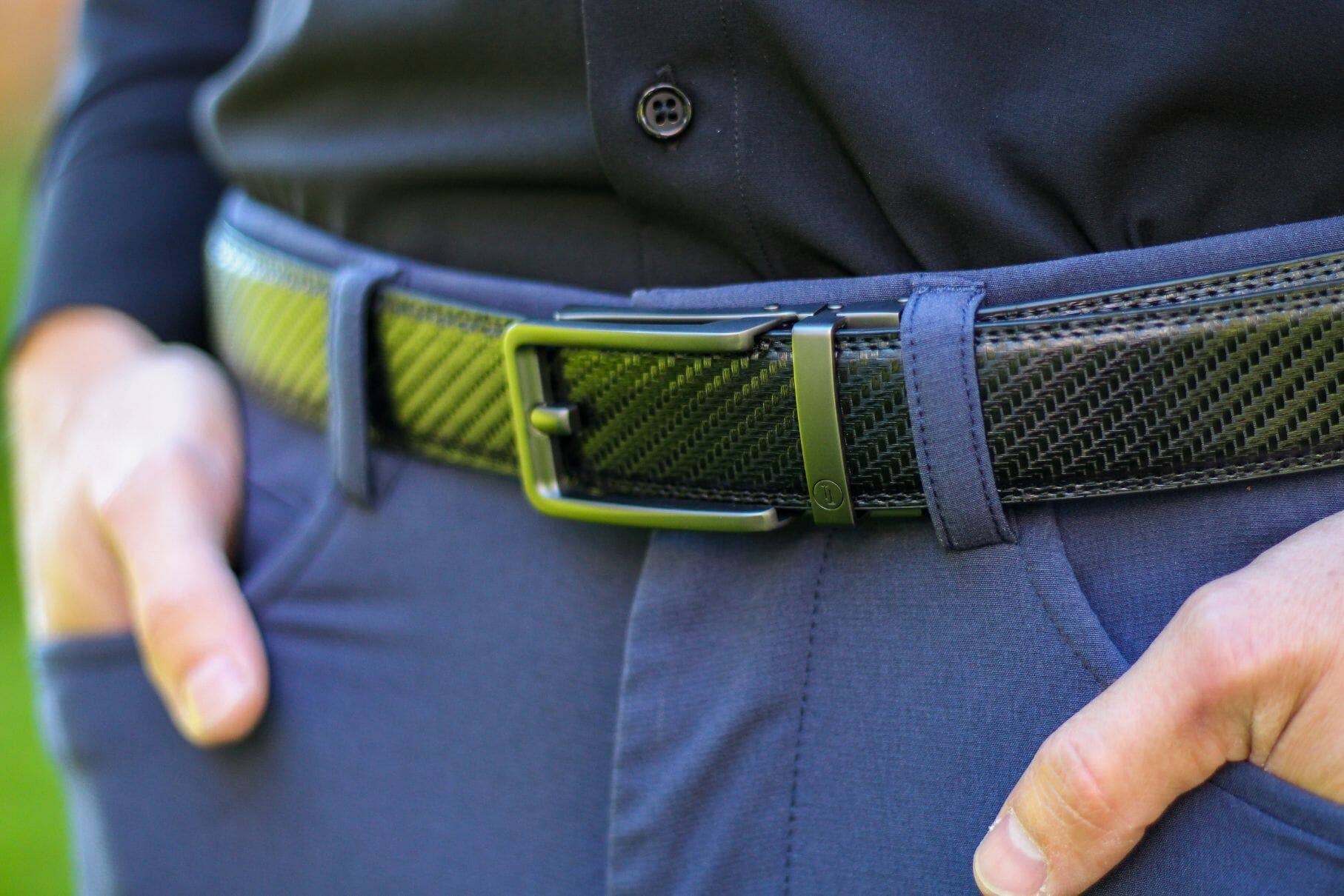 Tough Apparel Tough Apparel - Carbon Black Leather Ratchet Belt & Buckle Set: Black