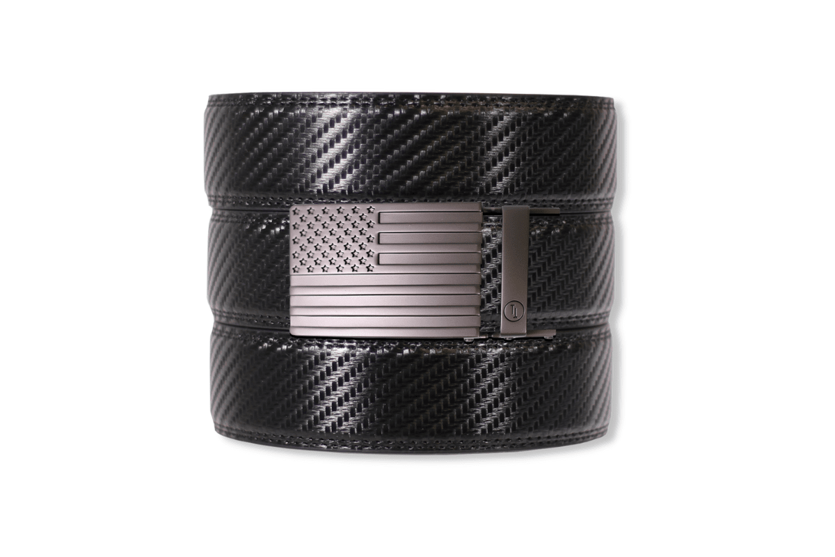 Tough Apparel Tough Apparel - Carbon Black Leather Ratchet Belt & Buckle Set: Black