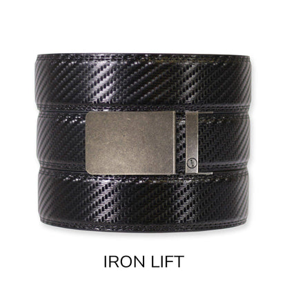 Tough Apparel Tough Apparel - Carbon Black Leather Ratchet Belt & Buckle Set: Brushed Silver