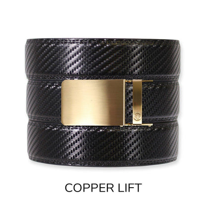 Tough Apparel Tough Apparel - Carbon Black Leather Ratchet Belt & Buckle Set: Brushed Silver
