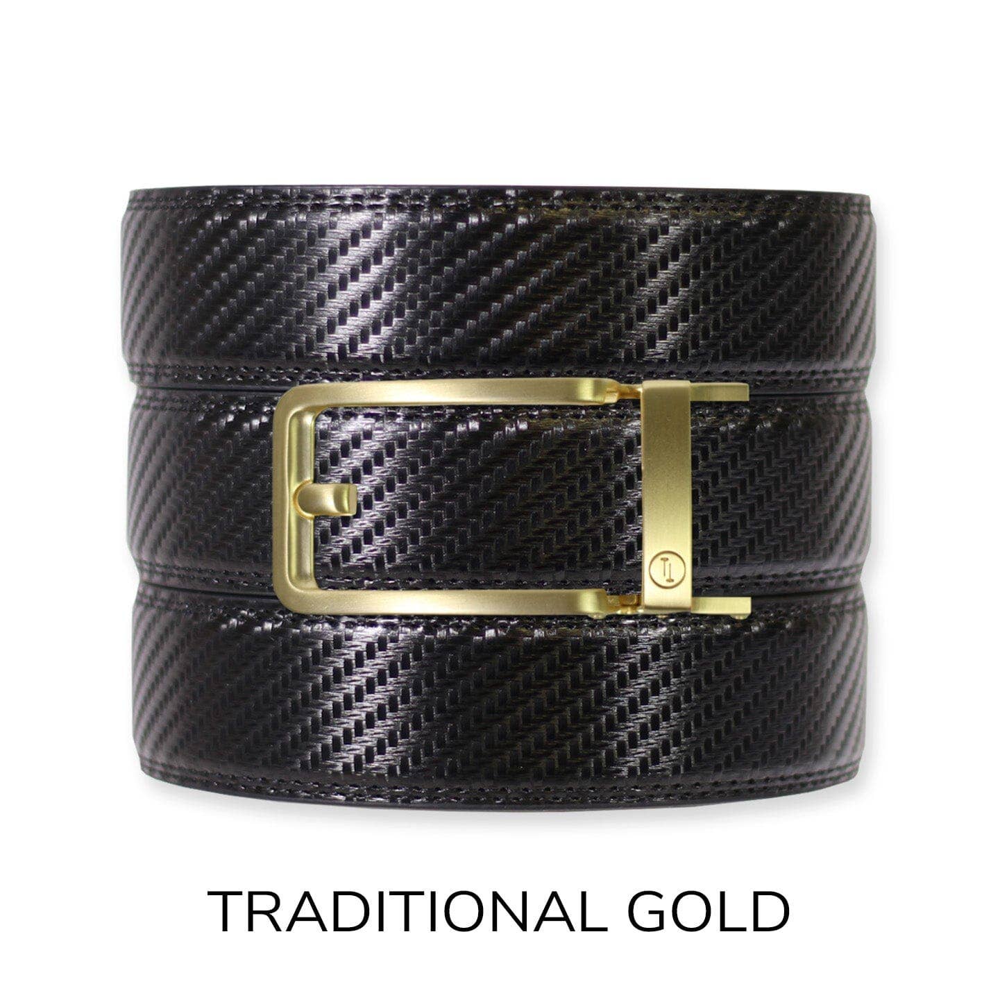 Tough Apparel Tough Apparel - Carbon Black Leather Ratchet Belt & Buckle Set: Brushed Silver
