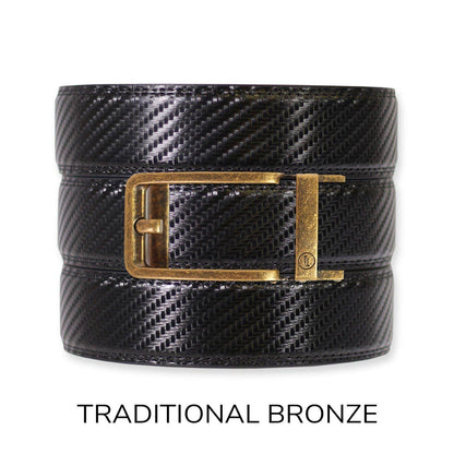 Tough Apparel Tough Apparel - Carbon Black Leather Ratchet Belt & Buckle Set: Brushed Silver