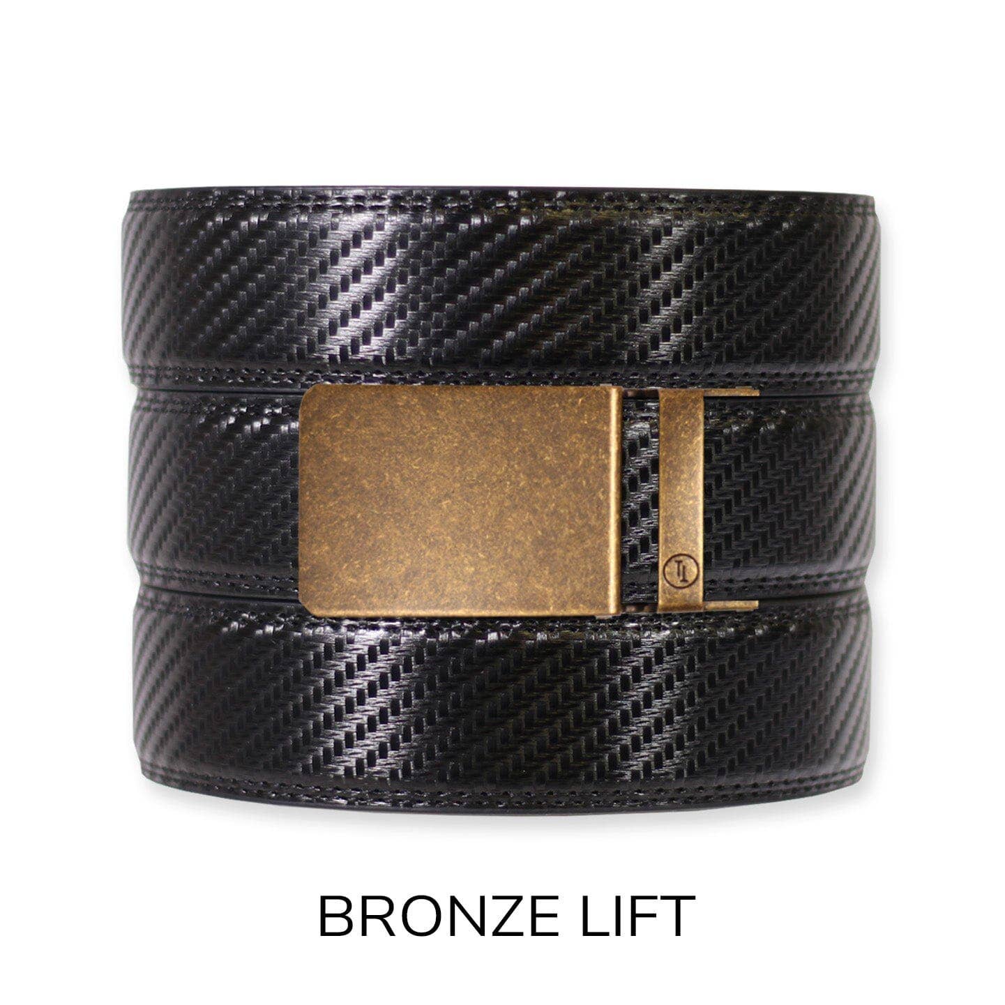 Tough Apparel Tough Apparel - Carbon Black Leather Ratchet Belt & Buckle Set: Brushed Silver