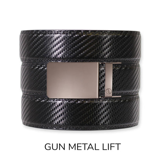 Tough Apparel Tough Apparel - Carbon Black Leather Ratchet Belt & Buckle Set: Gun Metal