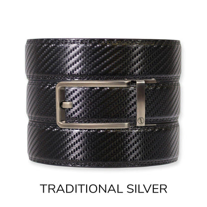 Tough Apparel Tough Apparel - Carbon Black Leather Ratchet Belt & Buckle Set: Iron