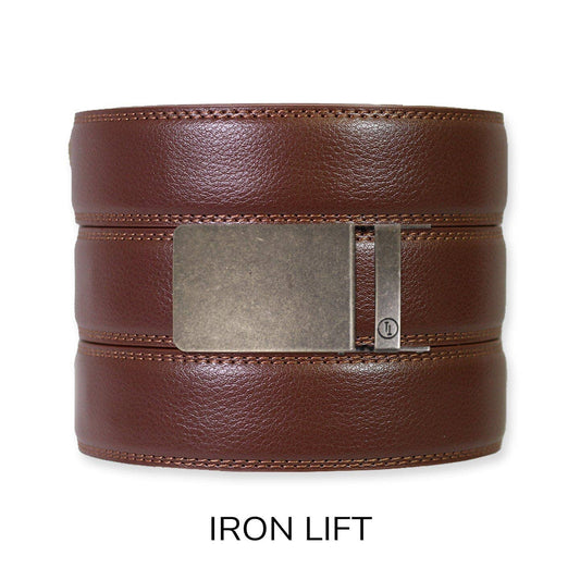 Tough Apparel Tough Apparel - Chestnut Leather Ratchet Belt & Buckle Set: Iron