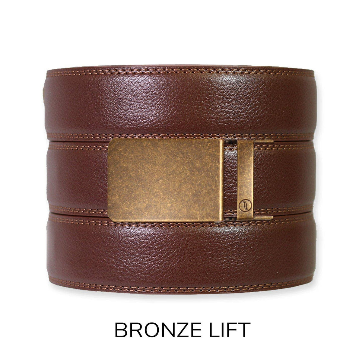 Tough Apparel Tough Apparel - Chestnut Leather Ratchet Belt & Buckle Set: Traditional Silver