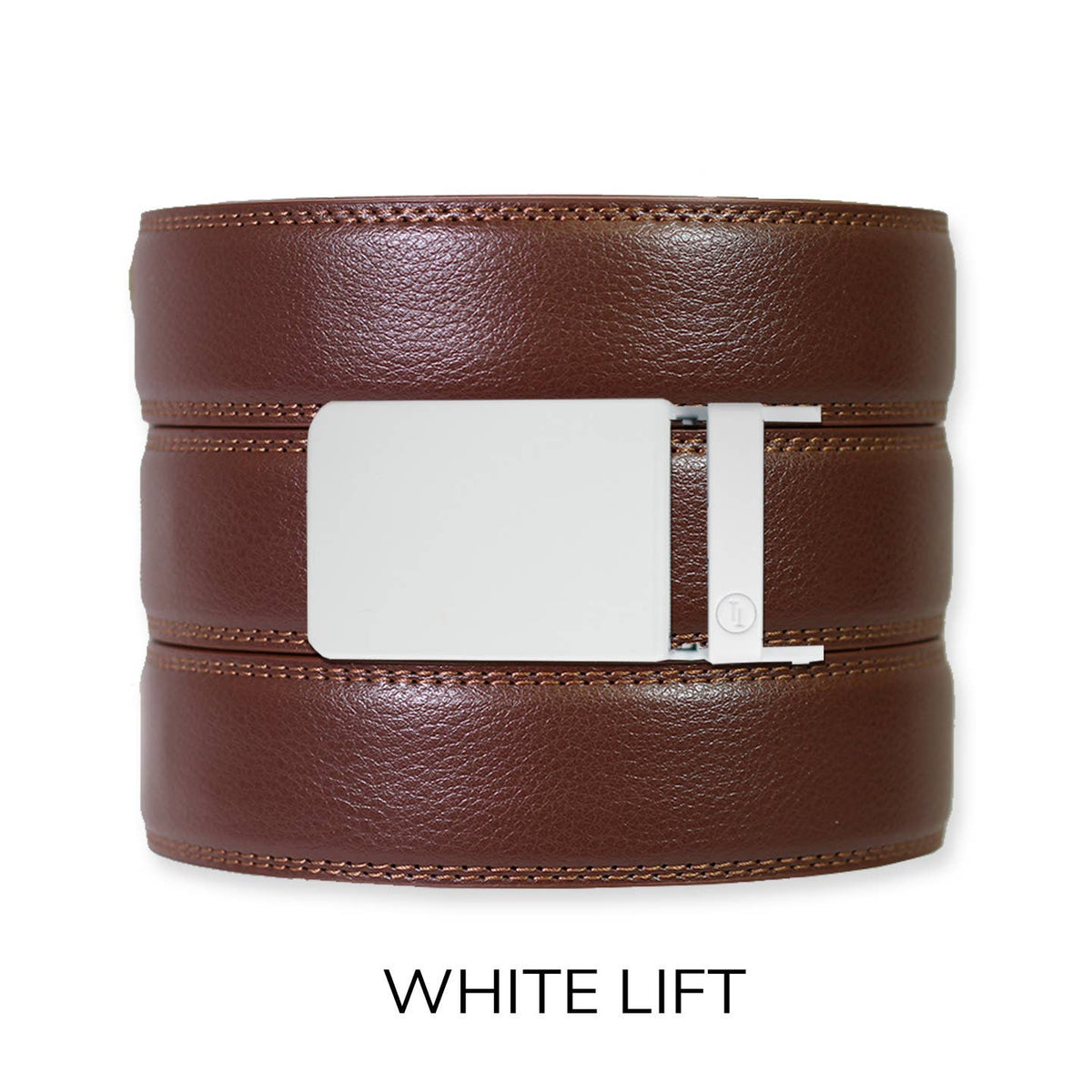 Tough Apparel Tough Apparel - Chestnut Leather Ratchet Belt & Buckle Set: Traditional Silver
