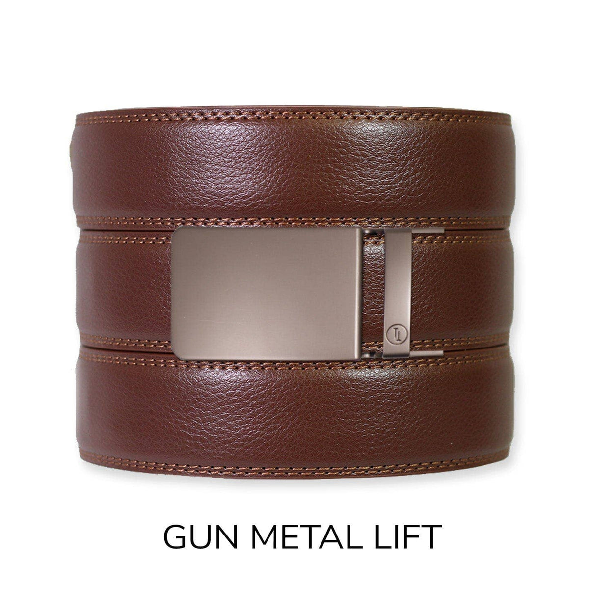Tough Apparel Tough Apparel - Chestnut Leather Ratchet Belt & Buckle Set: Traditional Silver