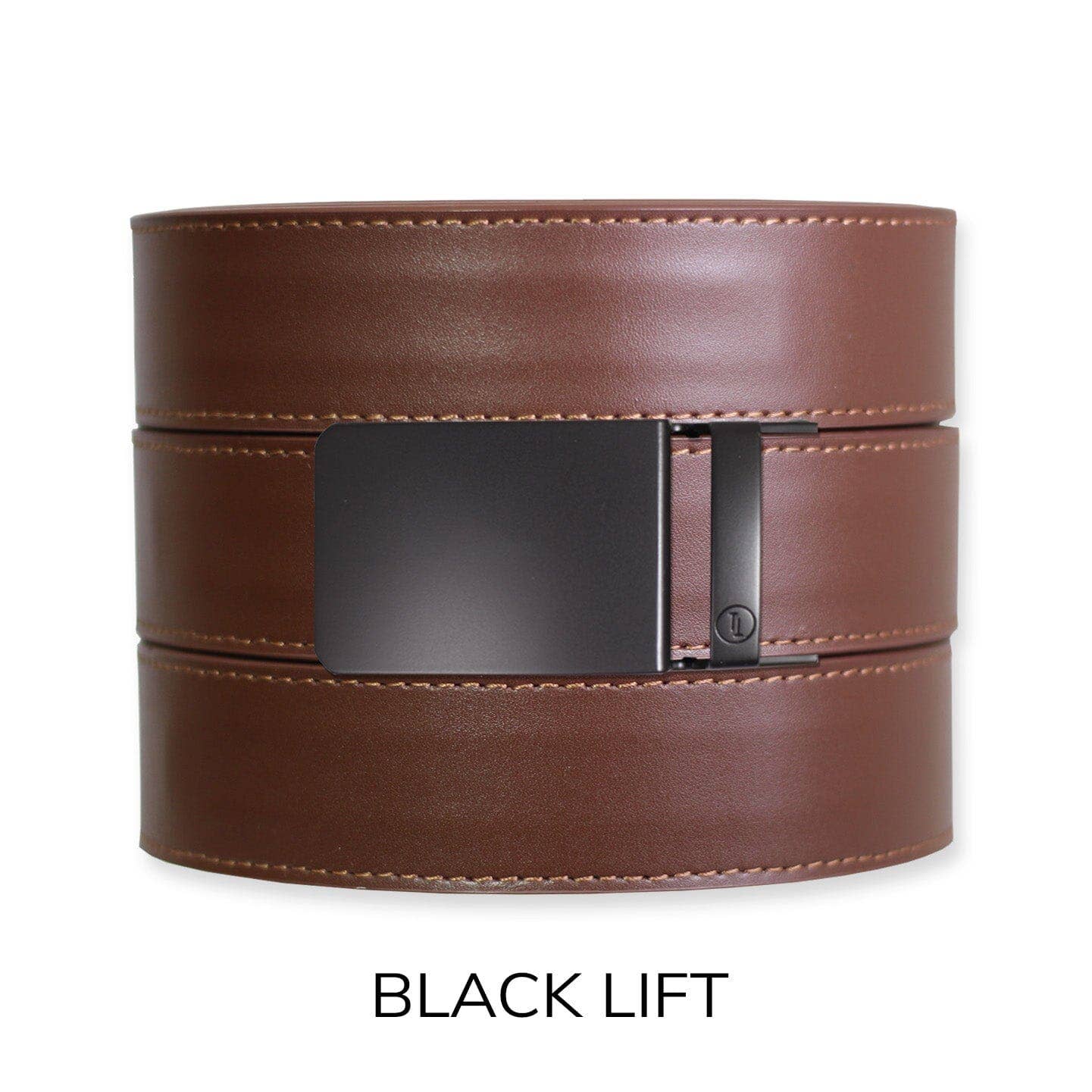 Tough Apparel Tough Apparel - Chestnut Top Grain Leather Ratchet Belt & Buckle Set: Brushed Gold / Pant Size 60 or Smaller