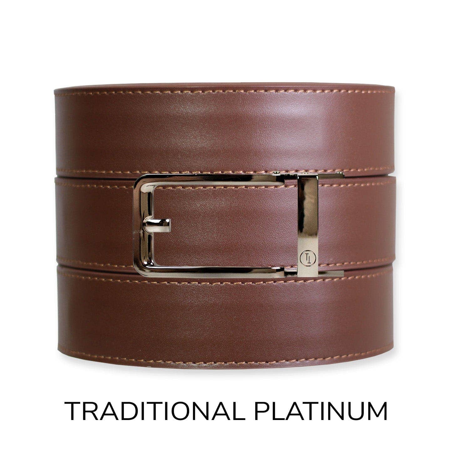 Tough Apparel Tough Apparel - Chestnut Top Grain Leather Ratchet Belt & Buckle Set: Brushed Gold / Pant Size 60 or Smaller
