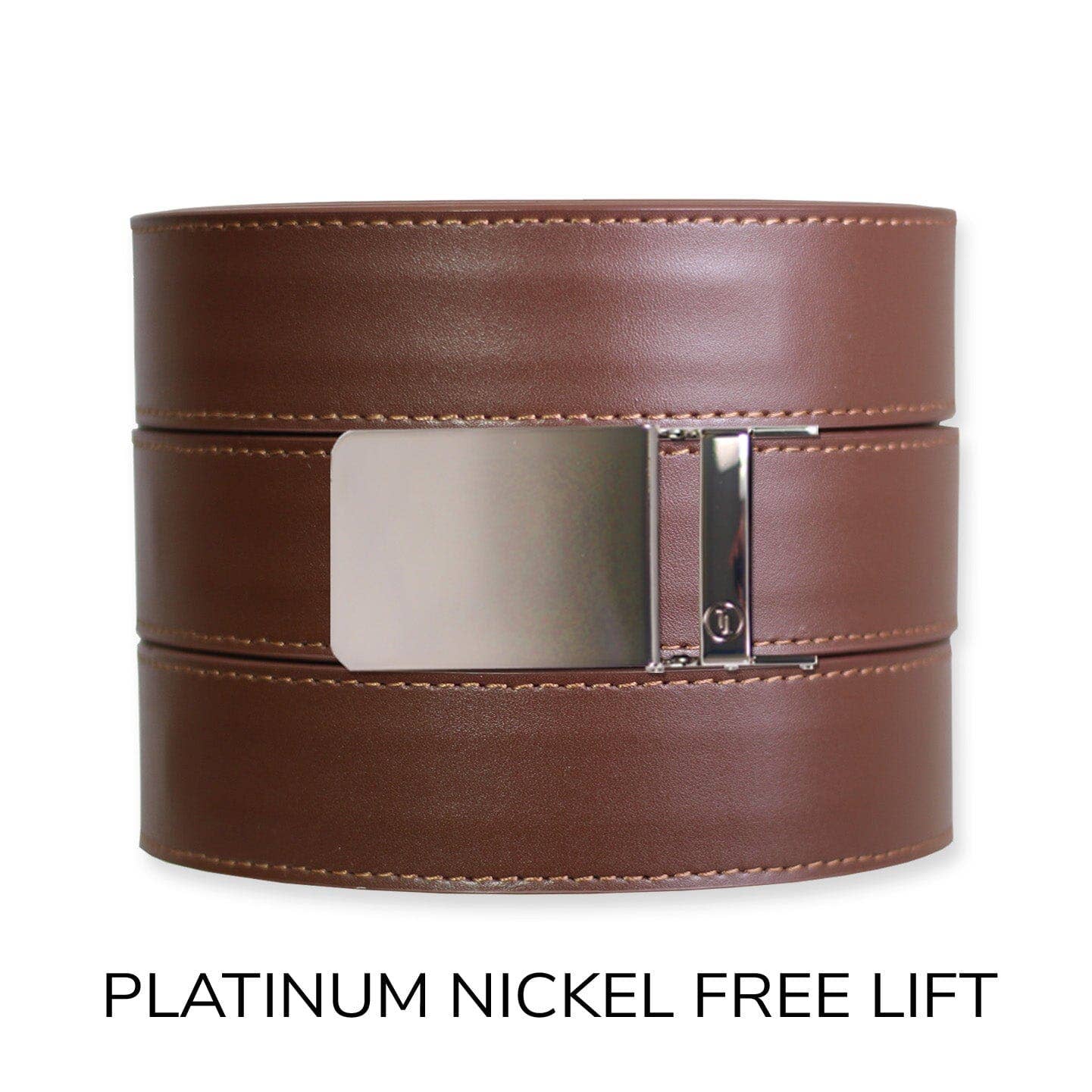 Tough Apparel Tough Apparel - Chestnut Top Grain Leather Ratchet Belt & Buckle Set: Brushed Gold / Pant Size 60 or Smaller