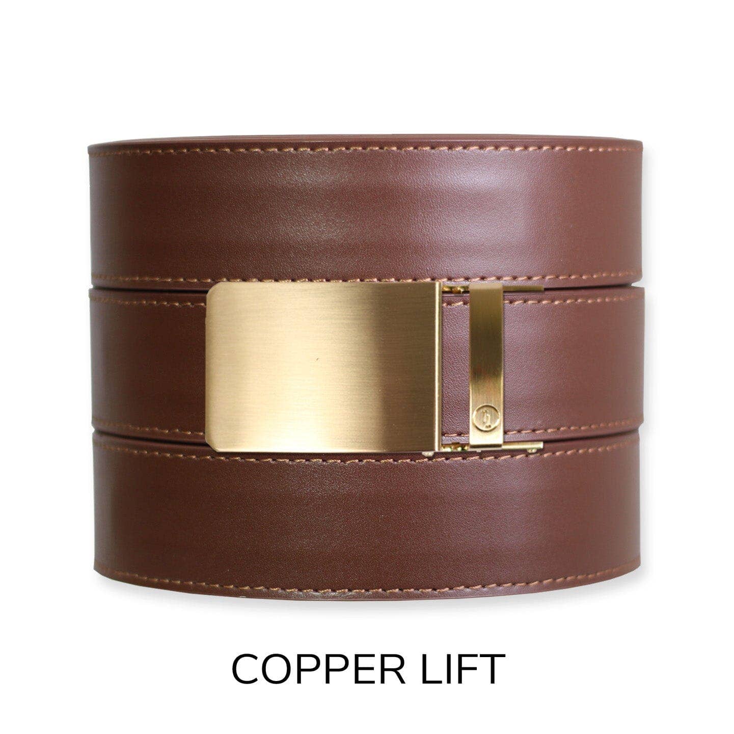 Tough Apparel Tough Apparel - Chestnut Top Grain Leather Ratchet Belt & Buckle Set: Brushed Gold / Pant Size 60 or Smaller