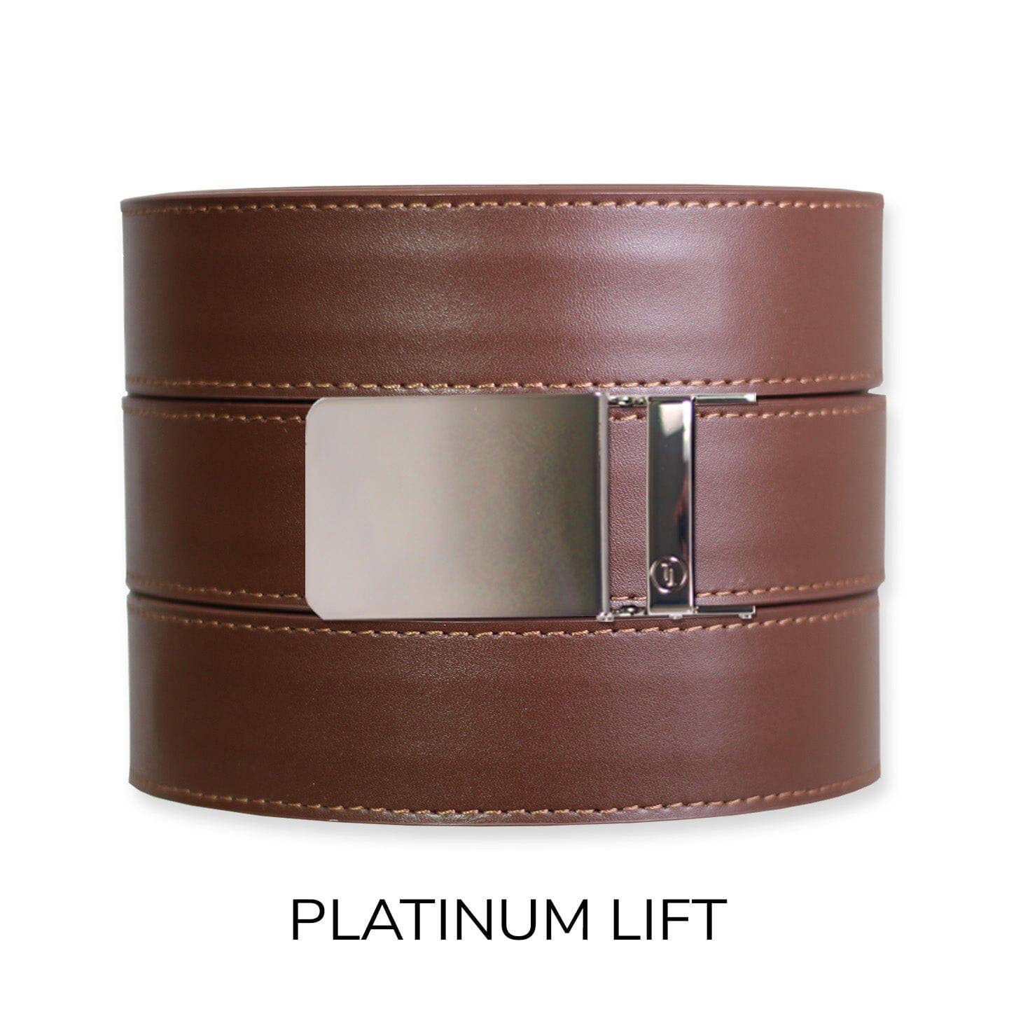 Tough Apparel Tough Apparel - Chestnut Top Grain Leather Ratchet Belt & Buckle Set: Brushed Gold / Pant Size 60 or Smaller