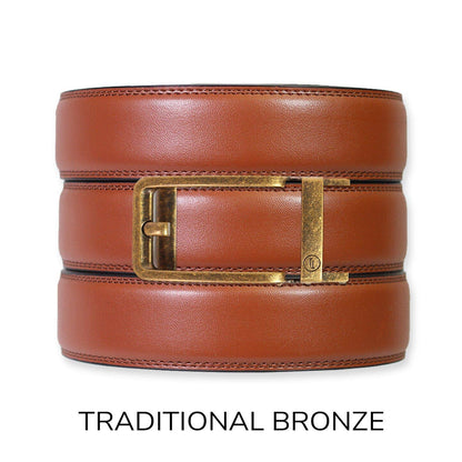 Tough Apparel Tough Apparel - Chili Brown Leather Ratchet Belt & Buckle Set: Copper