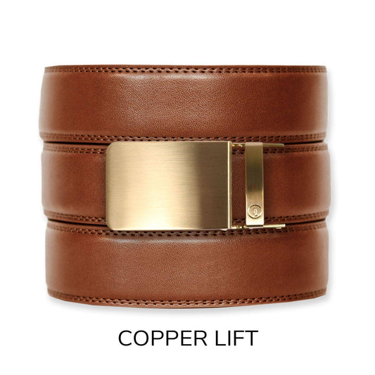 Tough Apparel Tough Apparel - Cognac Leather Ratchet Belt & Buckle Set: Copper / XL (Pant size 60 and below)