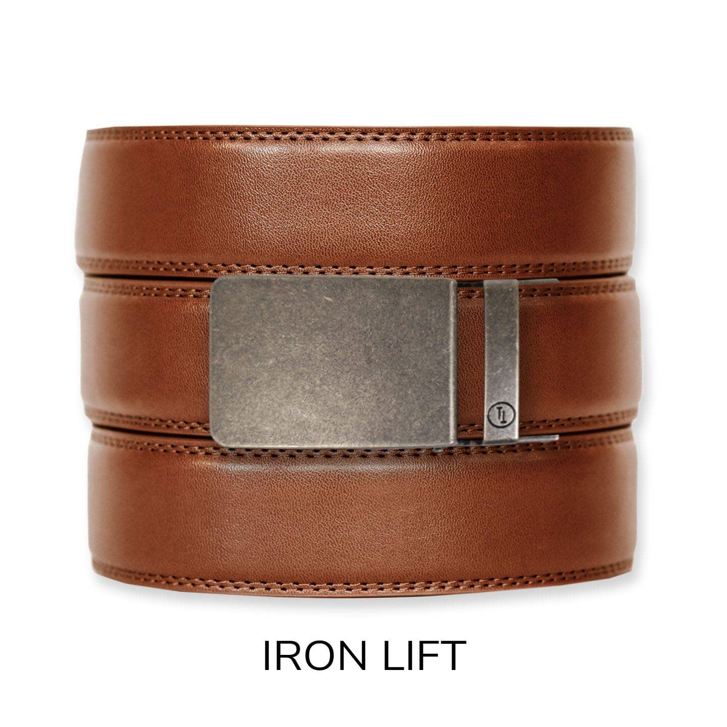 Tough Apparel Tough Apparel - Cognac Leather Ratchet Belt & Buckle Set: Iron / XL (Pant size 60 and below)