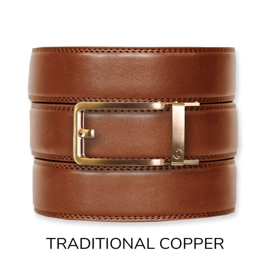 Tough Apparel Tough Apparel - Cognac Leather Ratchet Belt & Buckle Set: Traditional Copper / XL (Pant size 60 and below)