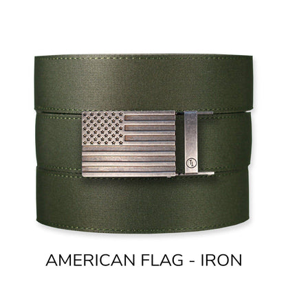 Tough Apparel Tough Apparel - Forest Canvas+ Ratchet Belt & Buckle Set: American Flag - Gun Metal