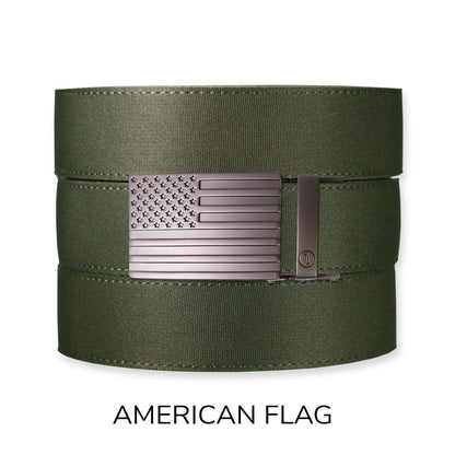 Tough Apparel Tough Apparel - Forest Canvas+ Ratchet Belt & Buckle Set: American Flag - Gun Metal