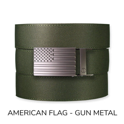 Tough Apparel Tough Apparel - Forest Canvas+ Ratchet Belt & Buckle Set: American Flag - Gun Metal