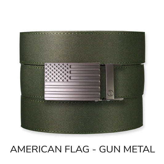 Tough Apparel Tough Apparel - Forest Canvas+ Ratchet Belt & Buckle Set: American Flag - Gun Metal