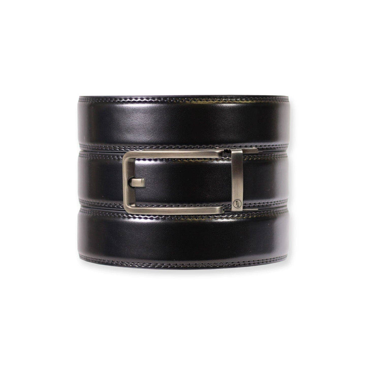 Tough Apparel Tough Apparel - Gloss Black Leather Ratchet Belt & Buckle Set: American Flag - Gun Metal