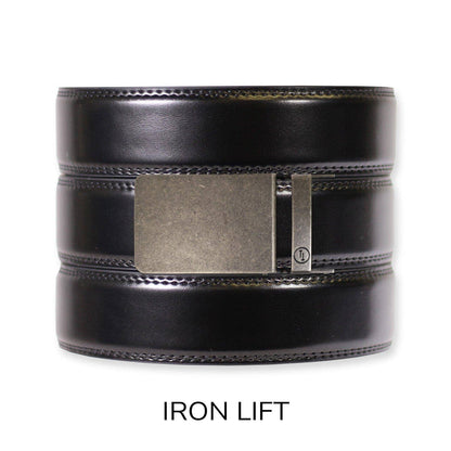 Tough Apparel Tough Apparel - Gloss Black Leather Ratchet Belt & Buckle Set: American Flag - Gun Metal
