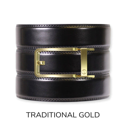 Tough Apparel Tough Apparel - Gloss Black Leather Ratchet Belt & Buckle Set: American Flag - Gun Metal