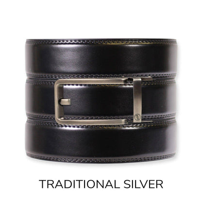 Tough Apparel Tough Apparel - Gloss Black Leather Ratchet Belt & Buckle Set: American Flag - Gun Metal