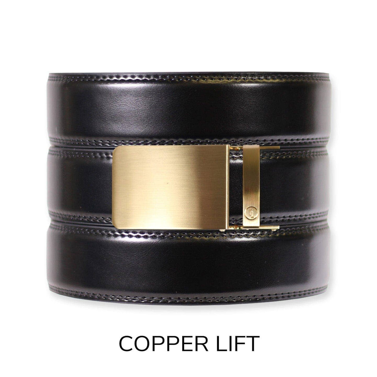 Tough Apparel Tough Apparel - Gloss Black Leather Ratchet Belt & Buckle Set: Brushed Silver