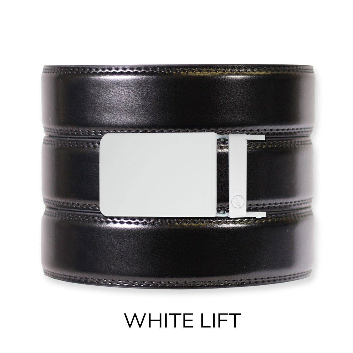 Tough Apparel Tough Apparel - Gloss Black Leather Ratchet Belt & Buckle Set: Brushed Silver