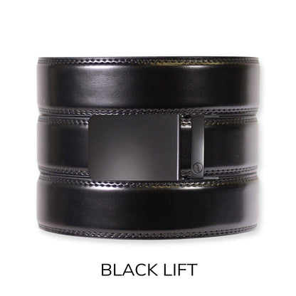 Tough Apparel Tough Apparel - Gloss Black Leather Ratchet Belt & Buckle Set: Brushed Silver