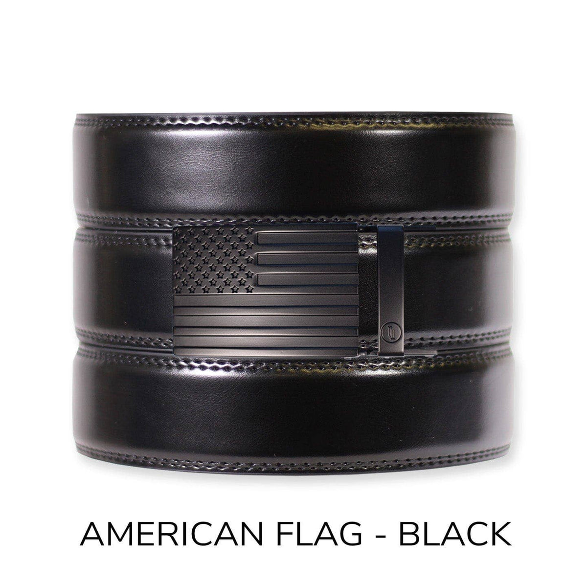 Tough Apparel Tough Apparel - Gloss Black Leather Ratchet Belt & Buckle Set: Brushed Silver