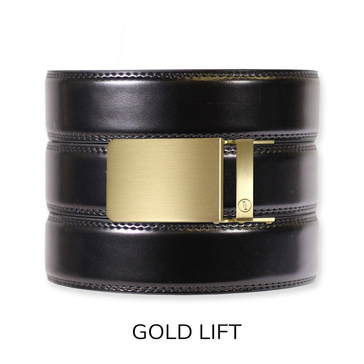 Tough Apparel Tough Apparel - Gloss Black Leather Ratchet Belt & Buckle Set: Brushed Silver